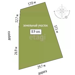 Продается участок, 8,91 сот.