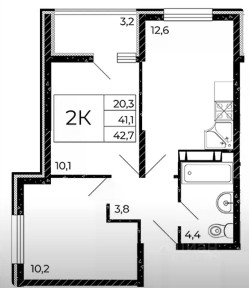 Сдается 2-комн. квартира, 42 м²