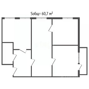 Продается 3-комн. квартира, 60,7 м²