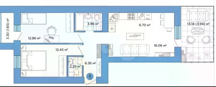 Продается 2-комн. квартира, 60,8 м²