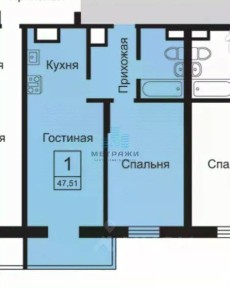 Продается 1-комн. квартира, 47,7 м²