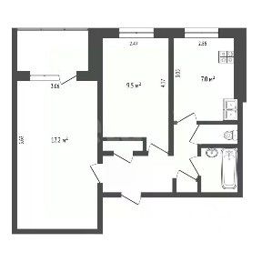 Продается 2-комн. квартира, 43,9 м²