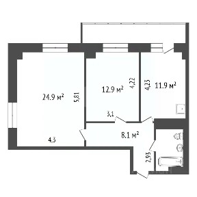 Продается 2-комн. квартира, 62 м²