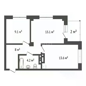 Продается 2-комн. квартира, 51,3 м²