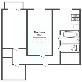 Продается 1/4 квартиры, 59,6/5 м²