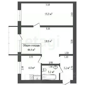 Продается 2-комн. квартира, 44,4 м²
