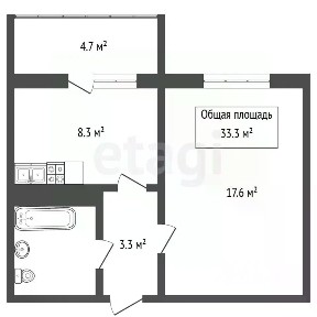 Продается 1-комн. квартира, 33,3 м²