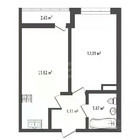 Продается 1-комн. квартира, 34,3 м²