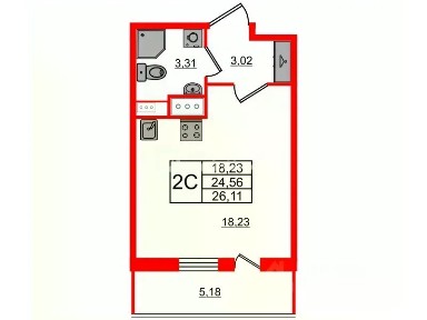 Продается студия, 24,5 м²