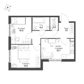 Продается 2-комн. квартира, 51,5 м²