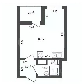Продается студия, 24,3 м²