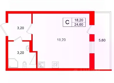 Продается студия, 24,6 м²