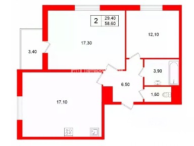Продается 2-комн. квартира, 58,6 м²