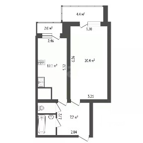 Продается 1-комн. квартира, 44,1 м²