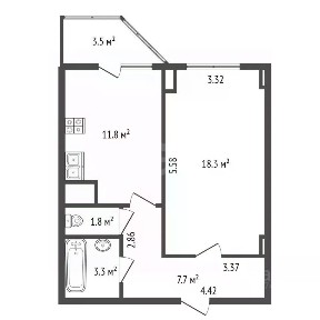 Продается 1-комн. квартира, 43 м²