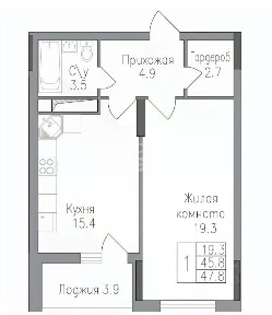 Продается 1-комн. квартира, 47,8 м²