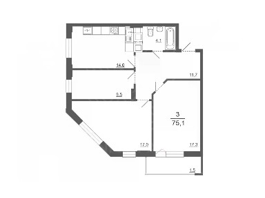 Продается 3-комн. квартира, 75,1 м²