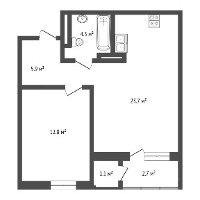 Продается 1-комн. квартира, 46,6 м²