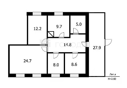 Продается 1/2 часть дома, 110,9 м²
