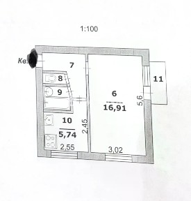 Продается 1-комн. квартира, 31,3 м²