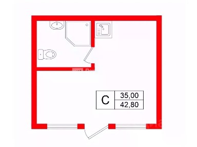 Продается 1-этажный дом, 42,8 м²