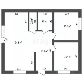 Продается 1-этажный дом, 66,2 м²