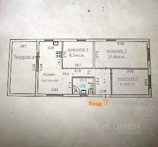 Продается 1-этажный дом, 74,5 м²