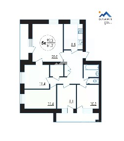 Продается 5-комн. квартира, 92,4 м²