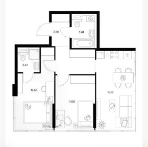 Продается 2-комн. квартира, 53,7 м²