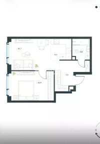 Продается 1-комн. квартира, 44,4 м²