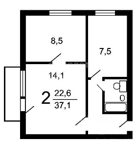 Продается 2-комн. квартира, 37 м²