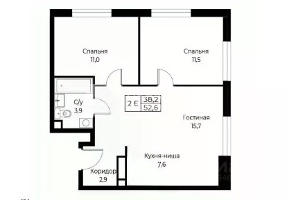 Продаются 3-комн. апартаменты, 52,6 м²