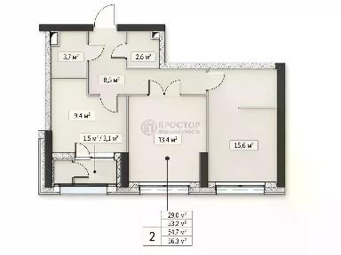 Продается 2-комн. квартира, 54,7 м²