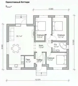 Продается 1-этажный дом, 116 м²