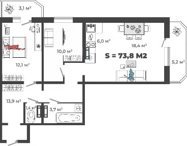 Продается 3-комн. квартира, 67,99 м²