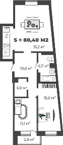 Продается 2-комн. квартира, 78,44 м²