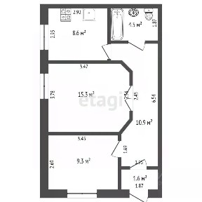 Продается 2-комн. квартира, 54 м²