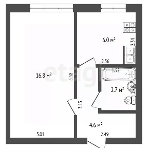 Продается 1-комн. квартира, 30,1 м²
