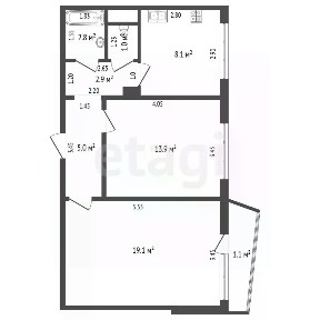 Продается 2-комн. квартира, 52,8 м²