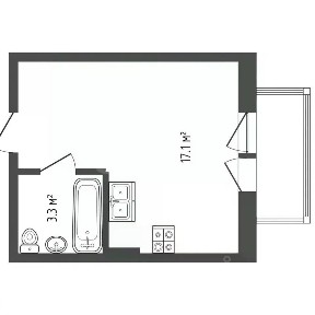 Продается студия, 20,8 м²