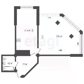Продается 1-комн. квартира, 63,1 м²