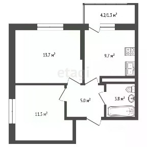 Продается 2-комн. квартира, 43,4 м²