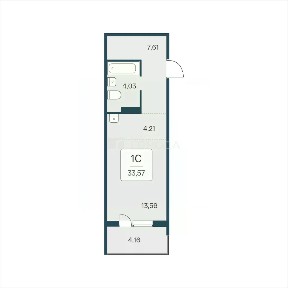 Продается студия, 33,57 м²