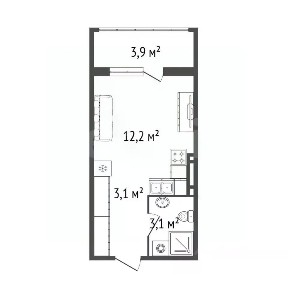 Продается студия, 18,9 м²