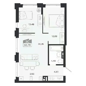Продается 3-комн. квартира, 55,76 м²