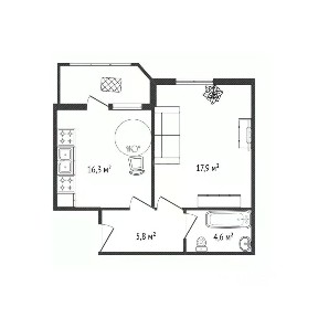Продается 1-комн. квартира, 44,6 м²