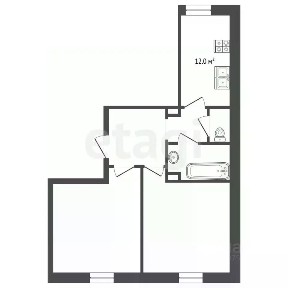 Продается 2-комн. квартира, 57,6 м²