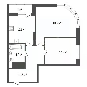 Продается 2-комн. квартира, 57,3 м²