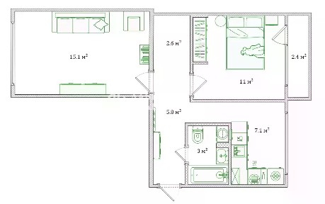 Продается 2-комн. квартира, 44,6 м²