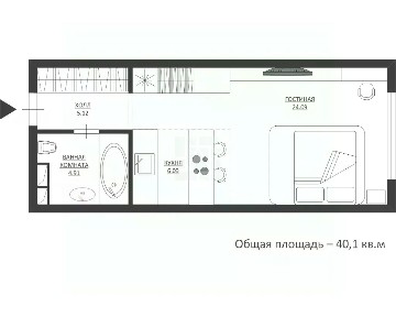 Сдаются 1-комн. апартаменты, 40,1 м²